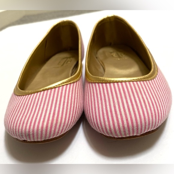 J Peterman Eliza B Love Flats Pink and White Striped Women's Flats Gold trim 11 - Picture 5 of 6